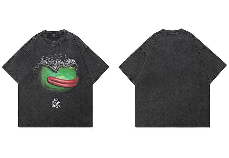 Graphic Black Faded T-Shirt — detail shot