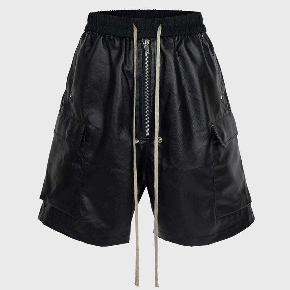 Black Loose Cargo Shorts — side view