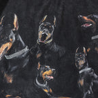 Black Doberman Dog Graphic Loose T-Shirt — fit shot