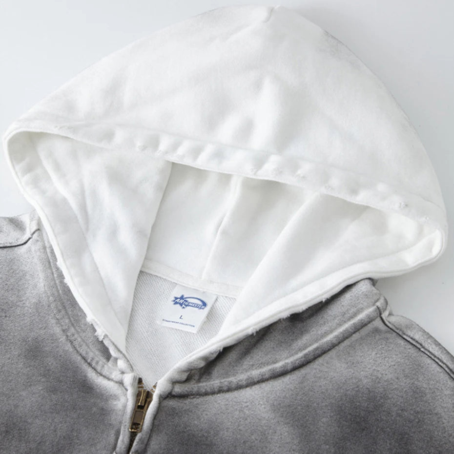 Vintage Hooded Loose Coat — back view