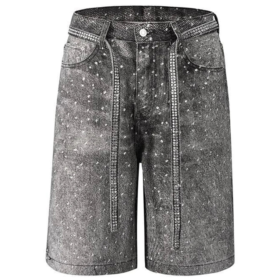 Rhinestone Denim Shorts — back view