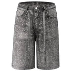 Rhinestone Denim Shorts — back view