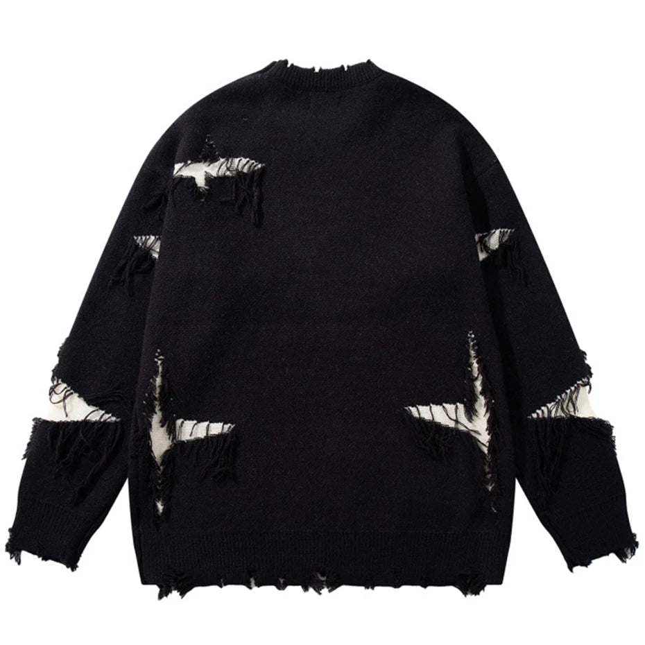 Vintage Skull Graphic Knit Oversized Sweater — front view