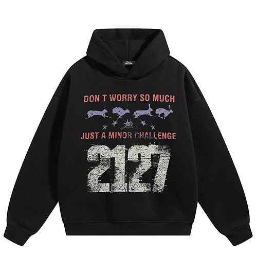 Vintage Black Print Hoodie — fabric close-up