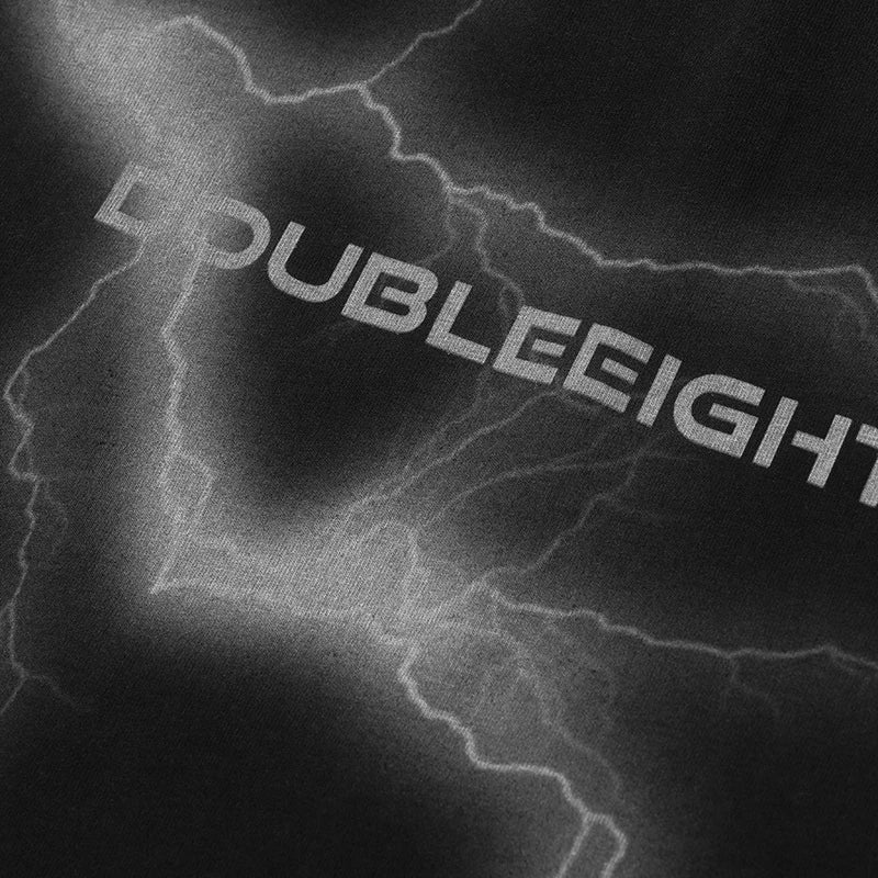 Washed Retro Black Lightning Graphic Oversized T-Shirt — back view
