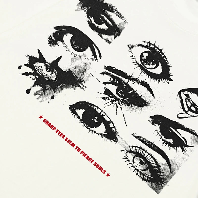 White Eyes Print T-Shirt — front view
