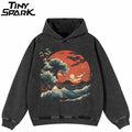 Washed Retro Black Graphic Hoodie — front view