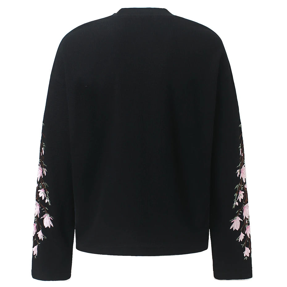 Y2K Flower Embroidered Oversized T-Shirt — front view