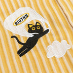 Vintage Cat Striped Embroidered Shirt — fit shot