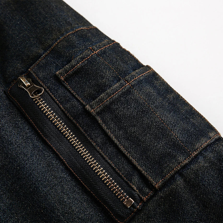 Vintage Padded Denim Oversized Puffer Jacket — fit shot