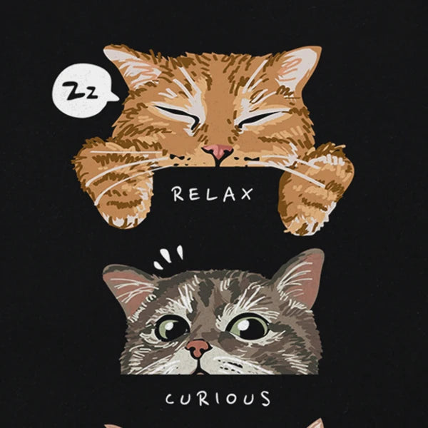 Letter Cartoon Cat Graphic T-Shirt — styling shot