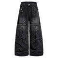 Punk Vintage Patchwork Denim Baggy Jeans — fabric close-up