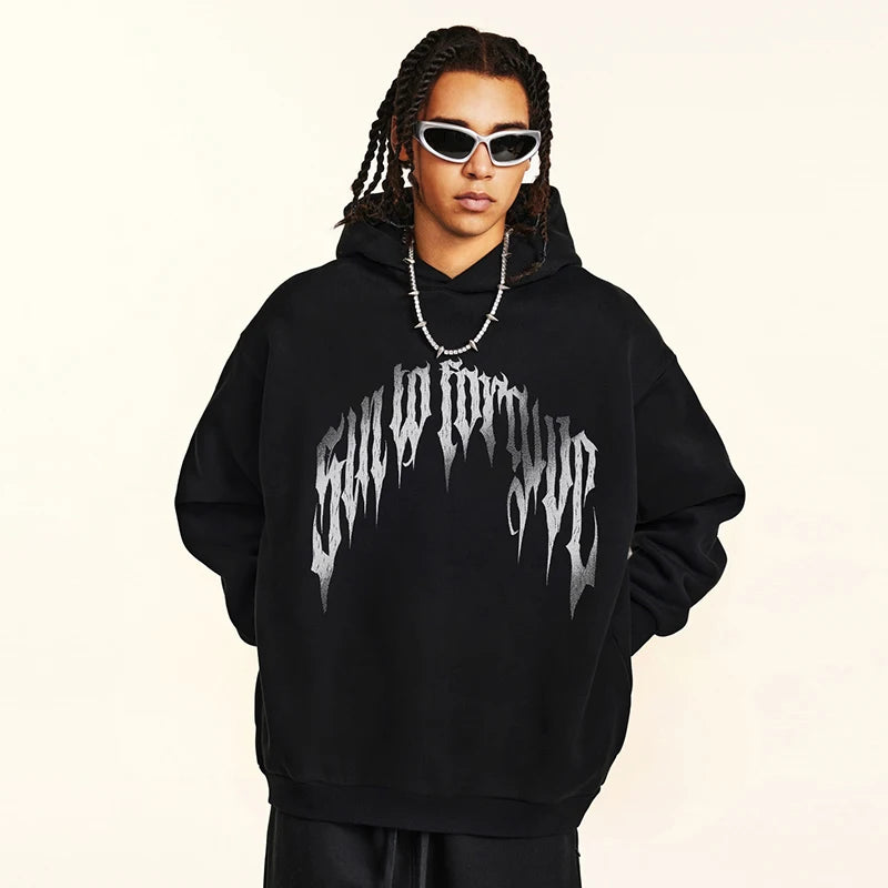Black Gradient Graphic Hoodie — front view