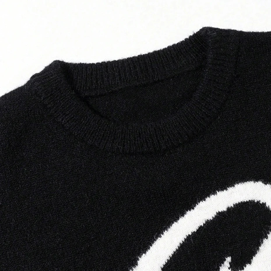 Sweaters Y2K Star Graphic Knit Oversized Sweater — detail shot