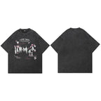 Pink Shadow Graphic Oversized T-Shirt — fabric close-up