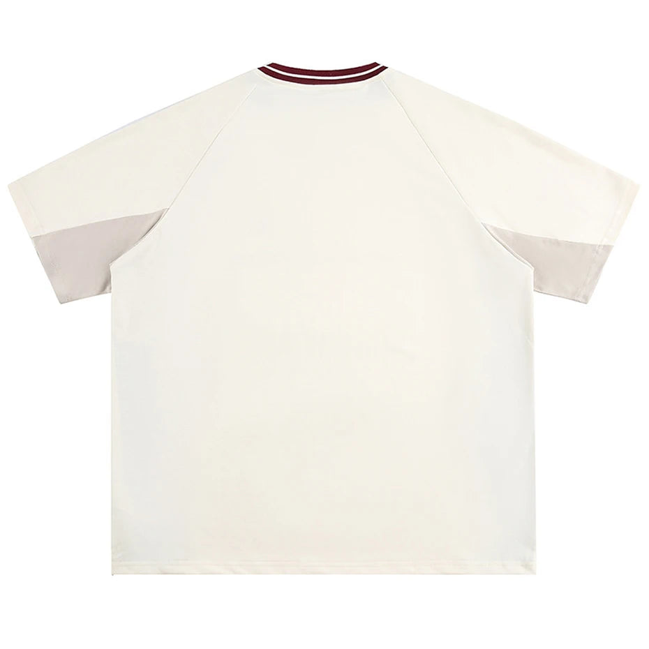 Patchwork Vintage Color Block Oversized T-Shirt — front view