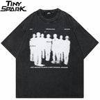 Retro Black Shadow Graphic Oversized T-Shirt — front view
