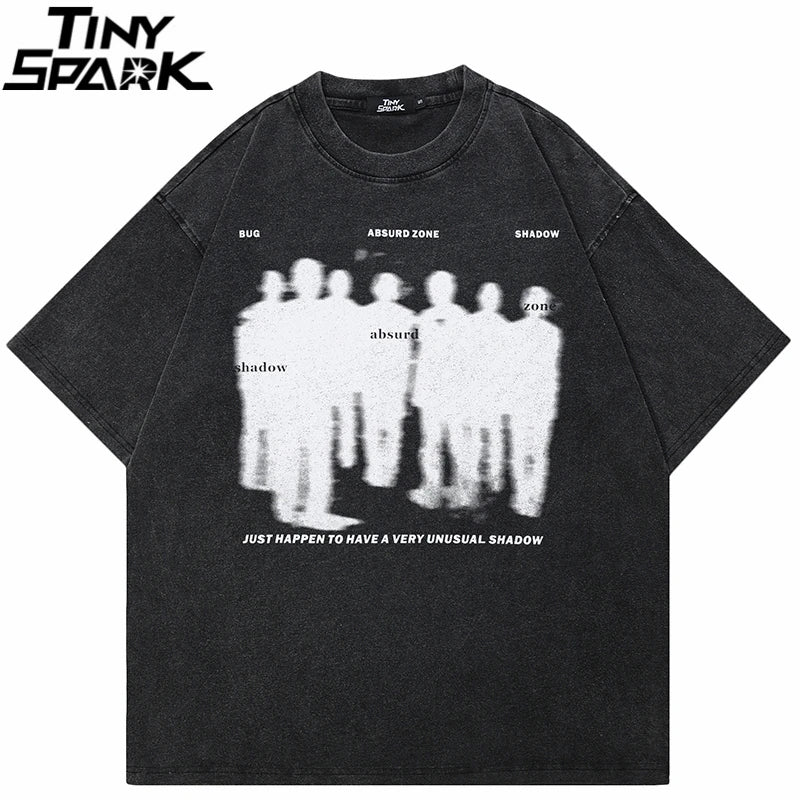 Retro Black Shadow Graphic Oversized T-Shirt — front view