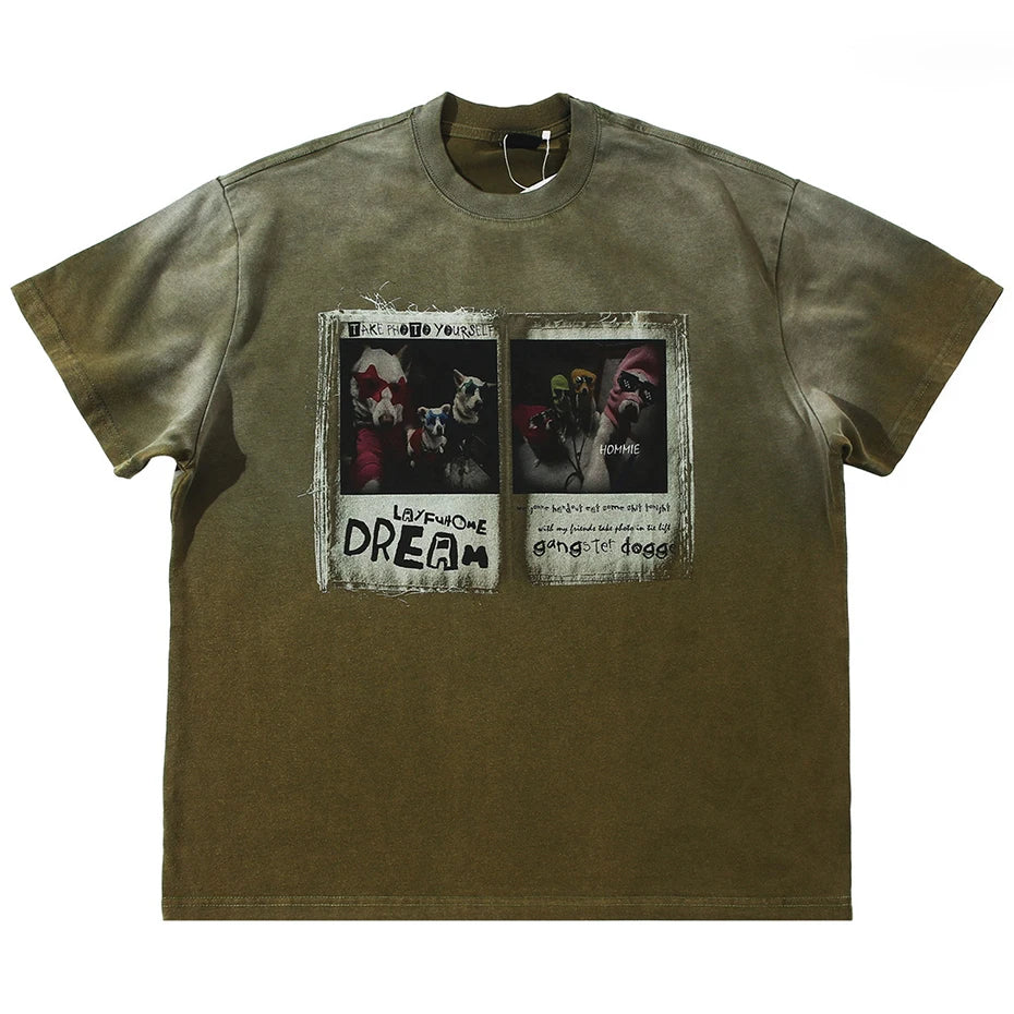 Y2K Dog Graphic Oversized T-Shirt — detail shot