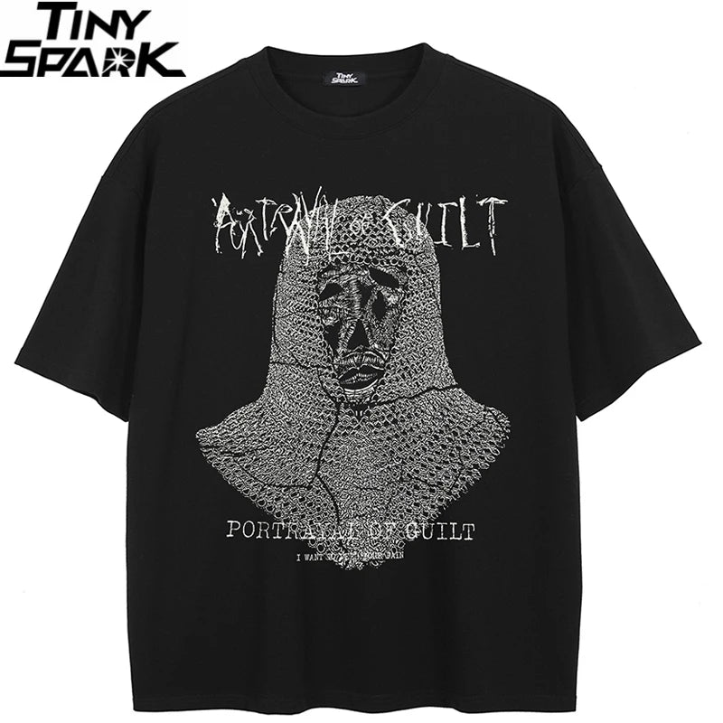 Punk Black Blurry Ghost Faded T-Shirt — front view