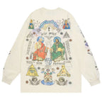 Retro Beige Cross Graphic T-Shirt — front view