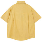 Button Cat Embroidered Loose Shirt — front view