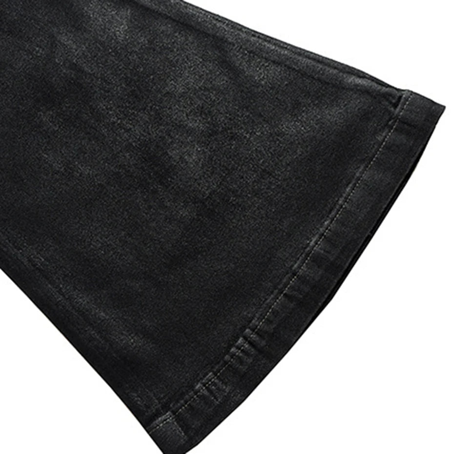 Black Denim Slim Coat — fabric close-up