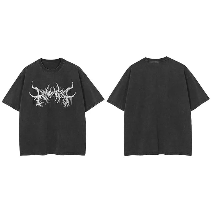 Metal Black Faded T-Shirt — fabric close-up