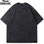 Retro Black Cat Washed Oversized T-Shirt — back view