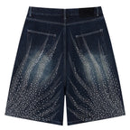 Diamond Rhinestone Denim Shorts — detail shot