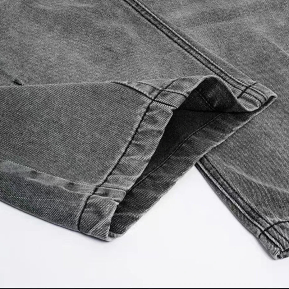 Vintage Patchwork Denim Wide Leg Jeans — fit shot