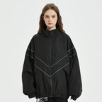 Sport Black Striped Zip Coat — back view