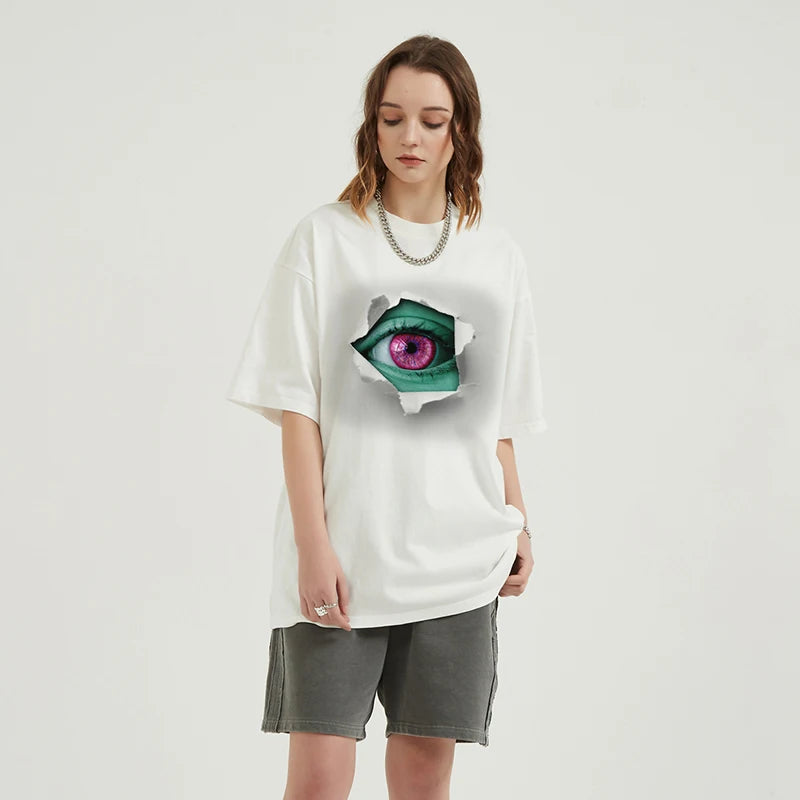 Beige Eye Graphic T-Shirt — front view