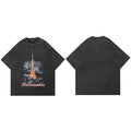 Tokyo Retro Black Washed T-Shirt — fabric close-up
