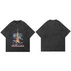 Tokyo Retro Black Washed T-Shirt — fabric close-up