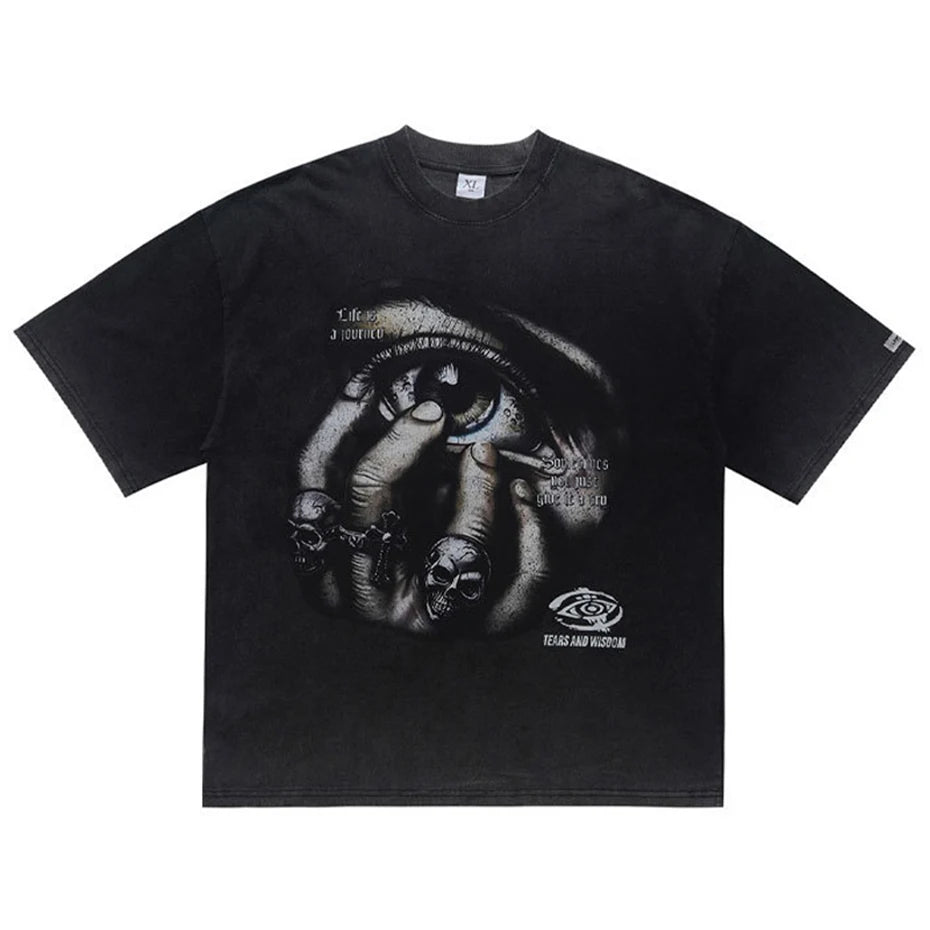 Short Vintage Graphic Oversized T-Shirt — front view