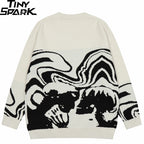 Retro Skull Graphic Knit Sweater — back view