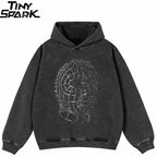 Spiny Black Graphic Hoodie — front view