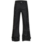 Black Pleated Denim Loose Jeans — styling shot