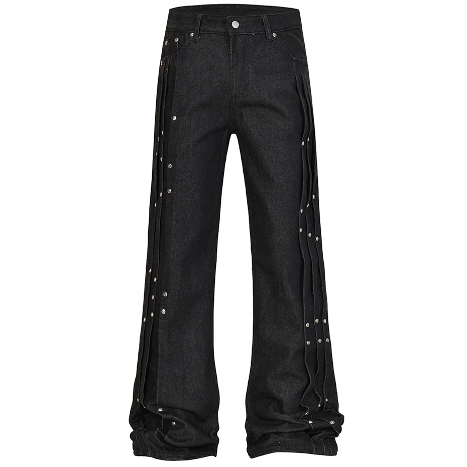 Black Pleated Denim Loose Jeans — styling shot
