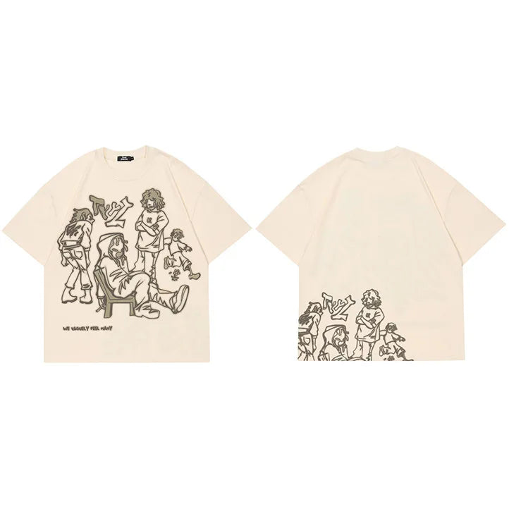 Anime Cartoon Graphic Oversized T-Shirt — side view