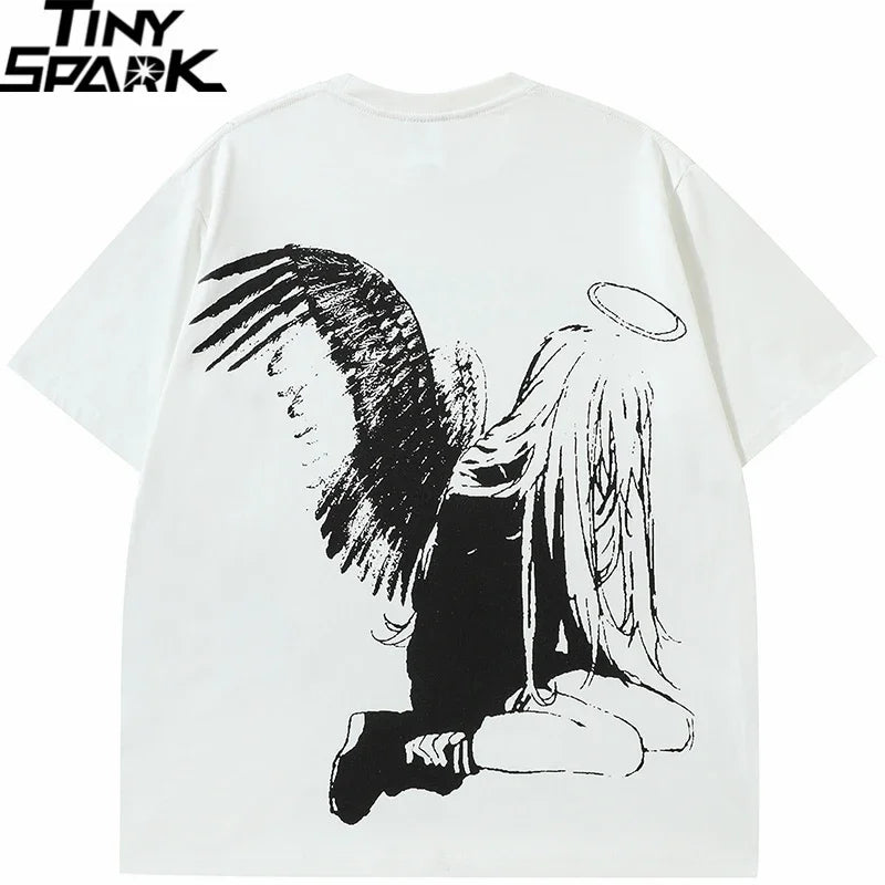 Y2K Cartoon Angel Graphic T-Shirt — detail shot