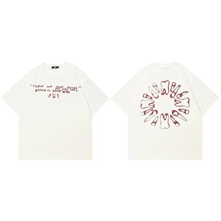 Funny White Graphic T-Shirt — side view