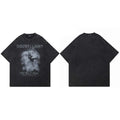 Soulmate Vintage Black Shadow Graphic Oversized T-Shirt — fabric close-up
