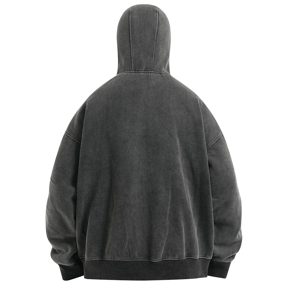 Vintage Mask Zip Oversized Coat — front view