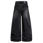 Punk Vintage Patchwork Denim Baggy Jeans — back view