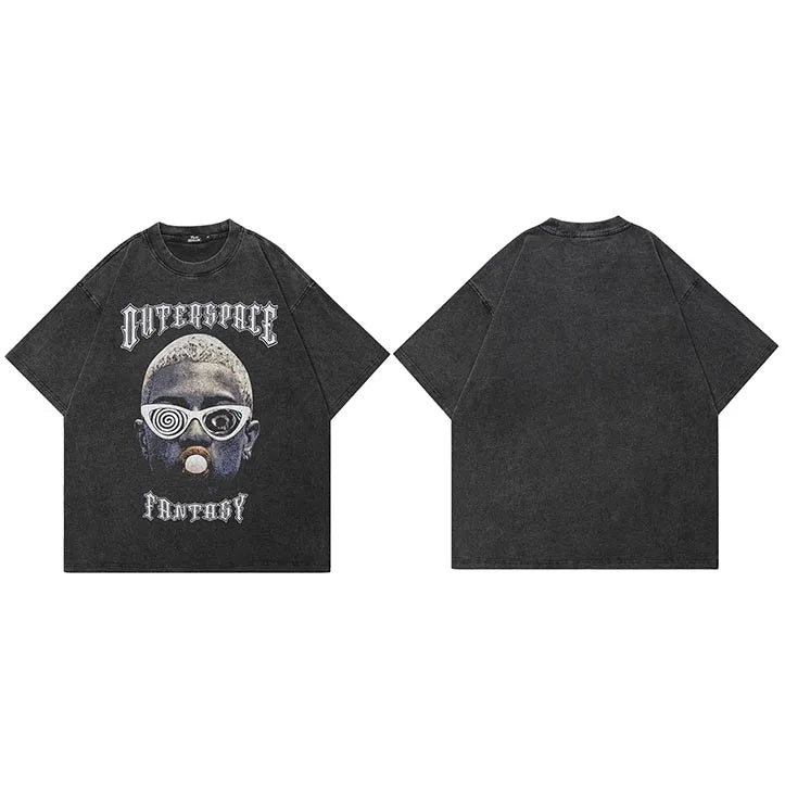Tshirt Retro Black Washed T-Shirt — side view