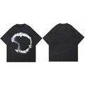 Washed Retro Black Graphic Oversized T-Shirt — side view