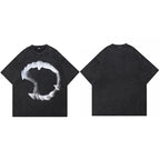 Washed Retro Black Graphic Oversized T-Shirt — side view