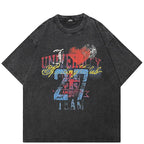 Vintage Black Graffiti Faded T-Shirt — detail shot